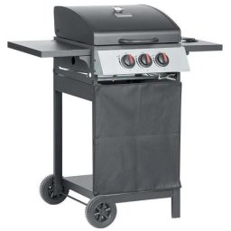 Gratar gradina, grill dreptunghiular, cu gaz, 2+1 arzatoare, cu roti, capac, rafturi, 97x60x100 cm, Valencia GartenVIP DiyLine