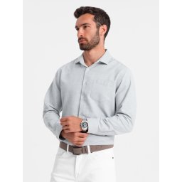 Ombre Men's shirt with pocket REGULAR FIT - light grey melange