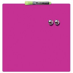 Tabla NOBO patrata, plastic, 36x36 cm, magnetica, include marker si magneti, roz