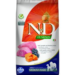 N&D Adult medium/maxi Hrana uscata caini talie medie si mare, cu miel, dovleac si afine 12 kg