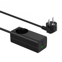 Incarcator priza 65W cu 2 x USB type C + 1 x USB-A + Schuko Negru, Akyga AK-CH-21