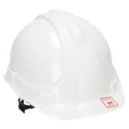 Cască de protecție, albă, curea de bărbie cu 4 puncte de fixare