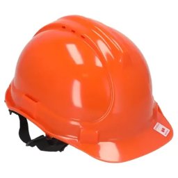 Cască de protecție, portocalie, curea de bărbie cu 4 puncte de fixare