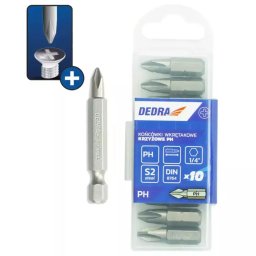 Capete de şurubelnită Phillips PH2x50mm, 10buc cutie din plastic.