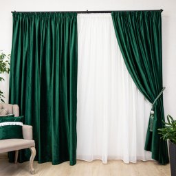 Set 2 draperii Hiko COMFY catifea verde smarald, cu rejansa