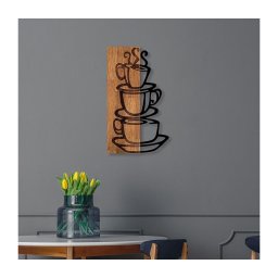 Decorațiune de perete 58x34 cm lemn/metal cești
