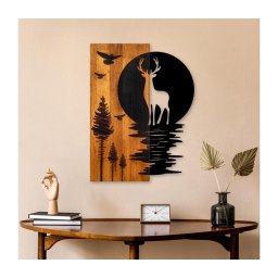 Decorațiune de perete 43x58 cm lemn/metal cerb și lună