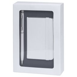 Set agenda si pix, 168×112×29 mm, Everestus, 20FEB10110, Hartie, Aluminiu, Alb