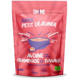 Cereale instant BIO cu ovaz, zmeura si banane Shine