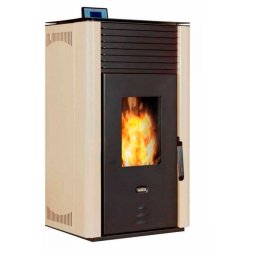 Termosemineu pe peleti, Prity PLW18, 20kW, echipata cu pompa de circulatie, automatizare, tiraj fortat, suprafata pana la 180 metri patrati, Ivory