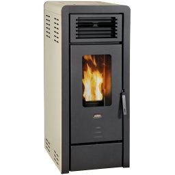 Semineu peleti aer cald, Prity PL, 12 kW, tiraj fortat, pana la 80 mp, Ivory