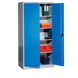 Dulap metalic de atelier 195 x 95 x 60 cm, gri/albastru