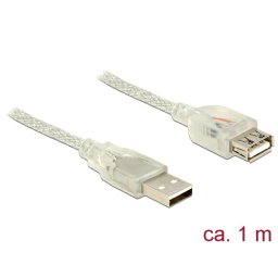 Delock Extension cable USB 2.0 Type-A male > USB 2.0 Type-A female 1m transparen