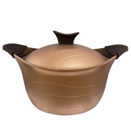 Oala cu capac Neoklein CS32, diametru 32 cm, capacitate 7.6 L, aluminiu turnat, invelis anti-aderent, Auriu