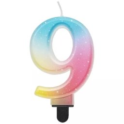 Beauty and Charm: Lumânare cifră, curcubeu pastelat - 9