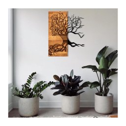 Decorațiune de perete 45x58 cm lemn/metal Pomul vieții