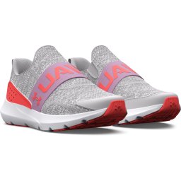 Under Armour Surge 3 Slip-On (Big Kid) Halo GrayFresh OrchidVenom Red