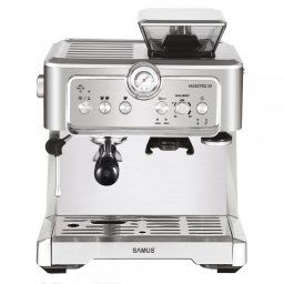 Espressor MAESTRO 20, 1350 W, 20 Bari, Rezervor de apa detasabil 2.3 L, Capacitate rasnita 200 g, Optiune 1 sau 2 cesti de cafea, Diuza spumare lapte, Filtru dublu inoxidabil, Argintiu