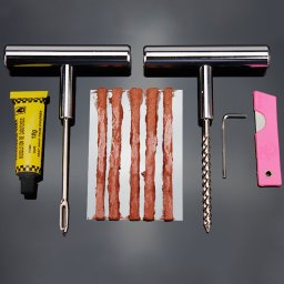 Kit vulcanizare auto la rece cu snur, adeziv cauciuc si cutter, reparare anvelope tubeless