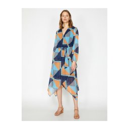 Koton Women's Navy Blue Patterned Dress