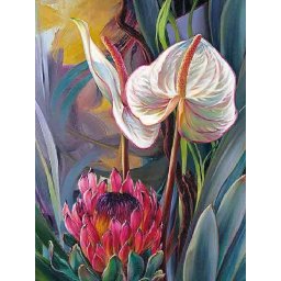 Set pictura pe numere, cu sasiu, Buchet tropical, 30x40 cm