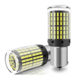 Set 2 Becuri LED Canbus 1156 Pozitie Galben BA15S P21W 180 GRADE 144 LED-uri