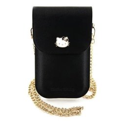 Leather Metal Logo Chain bag - black