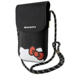 Leather Hiding Kitty Cord bag - black