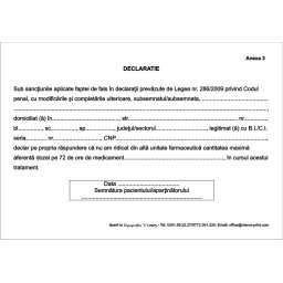 Declaratie eliberare medicamente farmacie autocopiativa valabila 01.2024 conf ORDIN 63/2024