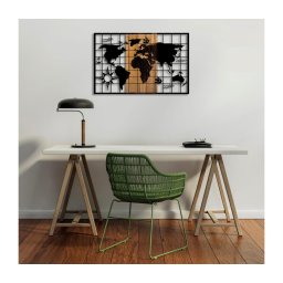 Decorațiune de perete 90x58 cm lemn/metal hartă