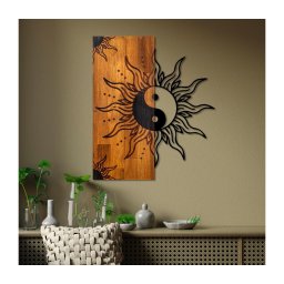 Decorațiune de perete 50x58 cm lemn/metal yin-yang