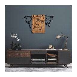Decorațiune de perete 118x70 cm lemn/metal hartă