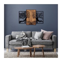 Decorațiune de perete 125x79 cm lemn/metal pomii vieții