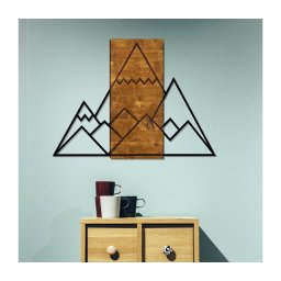 Decorațiune de perete 78x58 cm lemn/metal munți