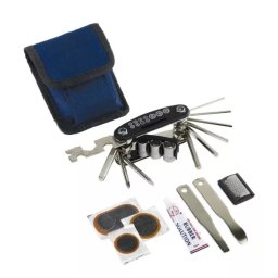 Kit de reparatii pana bicicleta Rockbros GJ9809 si instrument mutifunctional 16 in 1, Negru/Albastru