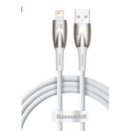 Cablu incarcare/transfer Baseus Glimmer USB/Lightning, 2.4A, 1m, Alb