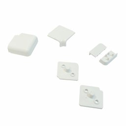 Set accesorii pentru montaj orizontal inaltator blat rectangular, plastic, finisaj aluminiu negru alb (Culoare: Alb)