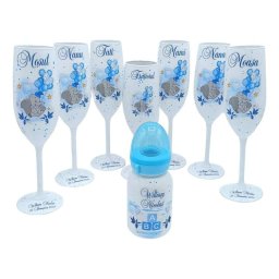 Set 8 pahare botez - Parinti, Nasi, Mosi, Fratior & Biberon, model personalizat Elefantul Dumbo - FEIS401040