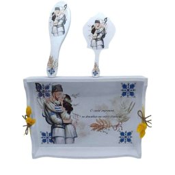 Set pentru gatit mireasa, Traditional Albastru, model nepersonalizat cu 3 piese - FEIS401044
