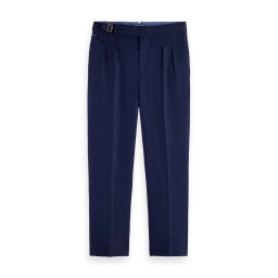 SCOTCH & SODA Pantaloni Wide Fit Pleated Herringbone Chino 175433 SC7007 navy blue