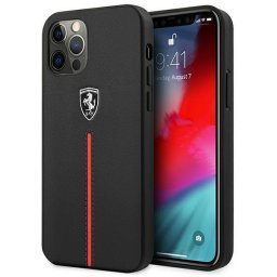 Husa Ferrari FEOMSHCP12LBK iPhone 12 Pro Max black/black hardcase Off Track Leather Nylon Stripe