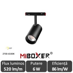 MIBOXER Proiector șină magnetică Zigbee + RF Dimabil 6W CCT Negru