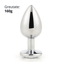 Dildo anal metalic Rosy L Silver with White diamond