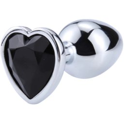 Dildo metalic Rosy Medium Heart Black Diamond
