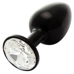 Dildo metalic Rosy M Black with White Diamond