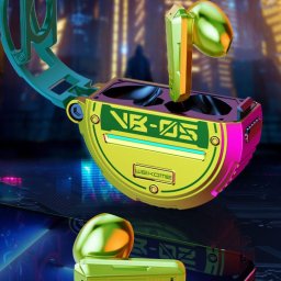 Casti fara fir, VB05, Bluetooth 5.3, Carcasa de incarcare, Port incarcare USB-C, Verde