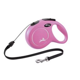 Lesa pentru caini New Classic Snur, Flexi, Retractabil, Pana la 20 kg, M, 8 metri, Roz