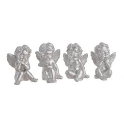 Figurine ingerasi argintii pentru aranjamente florale set 4 buc