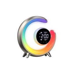 Immax 08981L - Lampă de birou LED RGBW dimabilă cu ceas PEACOCK LED/20W/5V USB