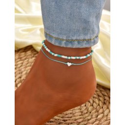 Set 2 bratari de picior dama String Blue-AF272B